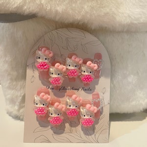 Kitty Pink Pearls Long Coffin Nails