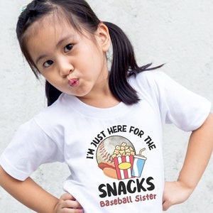 Baseball Sister Shirt, Baseball Brother Shirt, Just Here for the Snacks, Baseball Family Shirt, Travel Baseball Shirt, Matching family