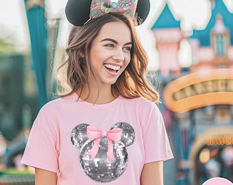 Coquette Disney Shirt Disco Mickey Disco Ball Minnie Bow Mickey Ears, Disney Trip Shirt, Preppy Disney Comfort Colors, Girls Trip Disney