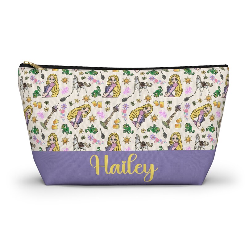 Custom Rapunzel Disney Makeup Bag, Personalized Cosmetic Bag, Tangled Zipper Pencil Pouch, Princess Rapunzel Gift, Pascal Cosmetic Case image 5