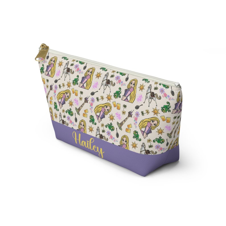 Custom Rapunzel Disney Makeup Bag, Personalized Cosmetic Bag, Tangled Zipper Pencil Pouch, Princess Rapunzel Gift, Pascal Cosmetic Case image 2