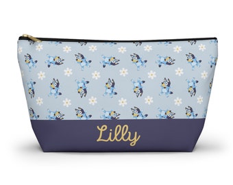 Custom Bluey Makeup Bag, Bluey Daisy Cosmetic Bag, Disney Travel Case, Personalized Bluey Pouch, Zipper Pencil Pouch, Tech Accessory Bag