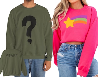 Gravity Falls Soos Ramirez Mystery Shack Staff Question Mark Sweatshirt, 2 Sided Print Men Women, Halloween Cosplay, Couples Shirt