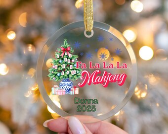 Fa La La La Mahjong Christmas Ornament, Funny Mahjong Ornament Custom Mahjong Lovers Gift Holiday Tree Decoration Personalized 2025 Ornament