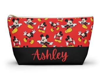 Custom Disney Makeup Bag, Mickey Mouse Cosmetic Bag, Personalize Disney Accessory Bag, Disney Pencil Pouch, Mickey Bag, Disney Park Bag