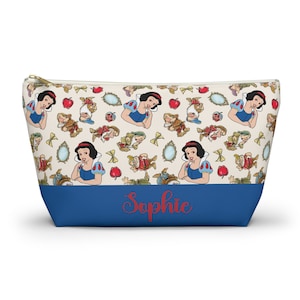 Custom Snow White Makeup Bag, Disney Cosmetic Bag, Personalized Princess Snow White Gift, Zipper Pencil Pouch, Toiletry Bag, 7 Dwarfs Tote