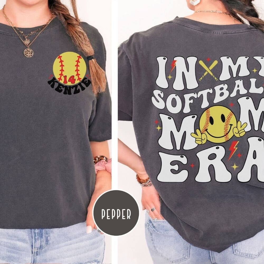Personalized Softball Mom Era Shirt, Comfort Colors, Custom Softball Mama, Name and Number, Funny Softball Mom Tee, Travel Softball shirt