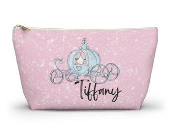 Custom Cinderella Makeup Bag Disney Cosmetic Bag Personalized Cinderella Carriage Gift Zipper Pencil Pouch Toiletry Tote Disney Princess