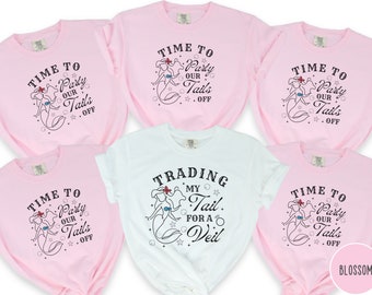 Ariel Bachelorette Shirt, Little Mermaid Bridal Party, Disney Bride, Trading my Tail for the Veil, Group Party Shirt, Bridesmaid Shirts