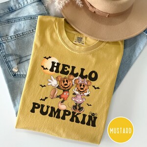 Hello Pumpkin Mickey Mouse Shirt, Disney Pumpkin Comfort Colors Shirt, Vintage Halloween Disney Crewneck, Halloween Party Shirt, Disney Boo