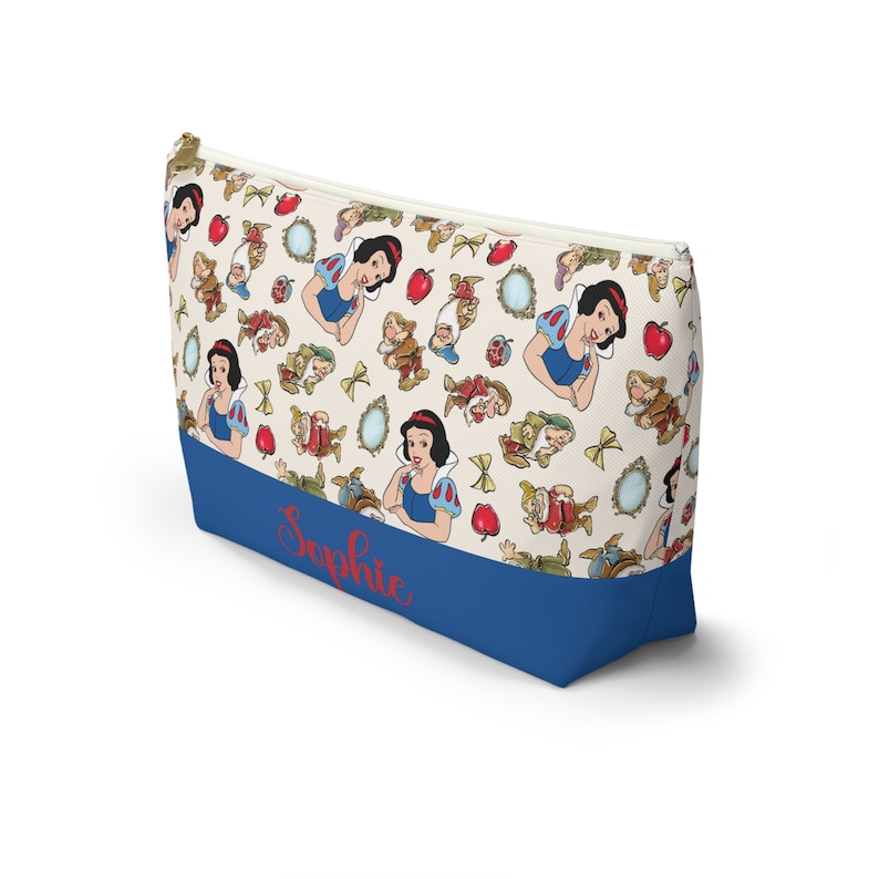 Custom Snow White Makeup Bag, Disney Cosmetic Bag, Personalized Princess Snow White Gift, Zipper Pencil Pouch, Toiletry Bag, 7 Dwarfs Tote 画像 3
