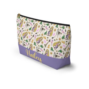 Custom Rapunzel Disney Makeup Bag, Personalized Cosmetic Bag, Tangled Zipper Pencil Pouch, Princess Rapunzel Gift, Pascal Cosmetic Case image 6