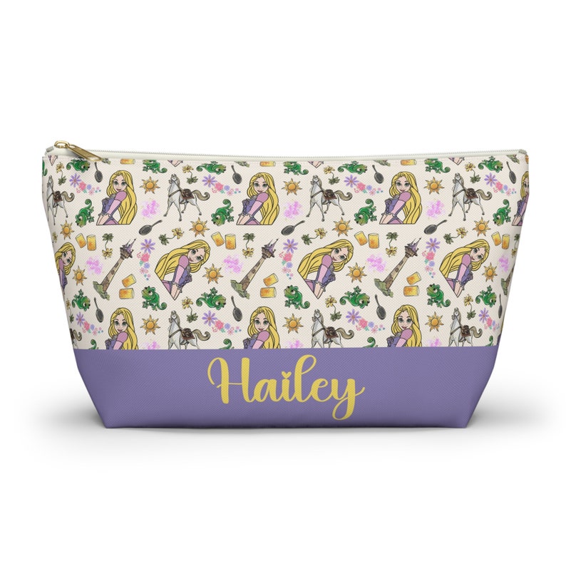 Custom Rapunzel Disney Makeup Bag, Personalized Cosmetic Bag, Tangled Zipper Pencil Pouch, Princess Rapunzel Gift, Pascal Cosmetic Case image 1