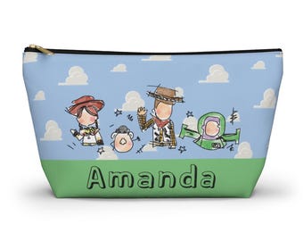 Custom Toy Story Makeup Bag, Disney Cosmetic Bag, Personalized Woody Buzz Lightyear Jesse Gift, Zipper Pencil Pouch, Toiletry Bag Tote
