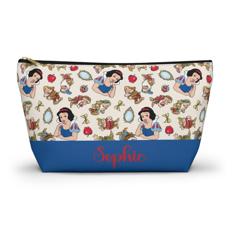 Custom Snow White Makeup Bag, Disney Cosmetic Bag, Personalized Princess Snow White Gift, Zipper Pencil Pouch, Toiletry Bag, 7 Dwarfs Tote 画像 7