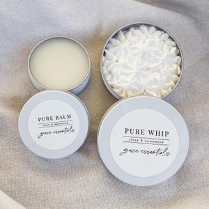PURE Balm + Whipped Tallow Travel Set ll Grass-fed & Finished Beef Suet Tallow  ll Unscented  ll Natural Skincare ll Sensitive Skin