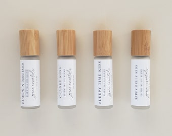 Kids Starter | Essential Oil Roller Gift Box | Sleepy Time + Cranky + Happy Belly + Bumps & Bruises