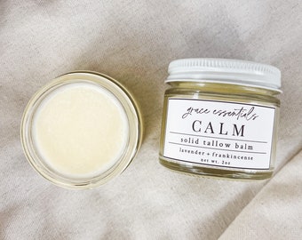 CALM Tallow Balm | Regenerative Grass-Fed Suet | Lavender + Frankincense | Chamomile Infused | Natural Moisturizing Salve