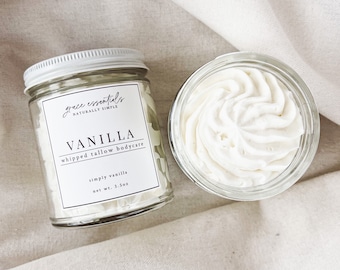 VANILLA Whipped Tallow Balm | Regenerative Grass-Fed Suet | Vanilla | Ultra Moisturizing | Small Batch
