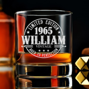 Engraved Whiskey Glass 60th Birthday Gift – Custom Rock Glass for Men, Husband, Dad – Free Box Included