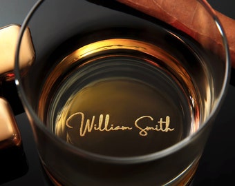 Engraved Custom Whiskey Glass for Him, Thoughtful Valentine’s Day Gift for Husband or Boyfriend - Includes Free Gift Box!