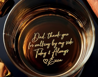 Personalized Gift for Father of the Bride - Custom Wedding Whiskey Glass with Your Handwriting Message