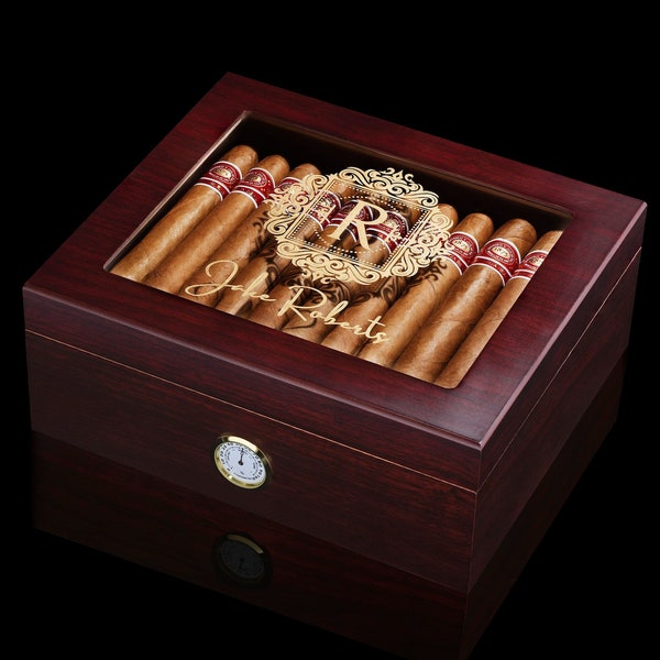 Custom Top Glass Cigar Humidor Gift