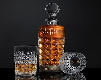 Custom Whiskey Decanter Set with Premium Engraving Quality, Fathers Day Gift - Comes with Free Gift Boxes