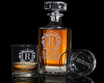 Personalized Whiskey Decanter Set with Premium Engraving Quality, Christmas Gift, Fathers Day, Groomsmen Gifts - Comes with Free Gift Boxes