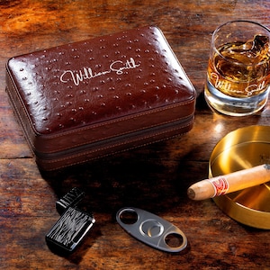 Personalized Travel Cigar Humidor Set Gift