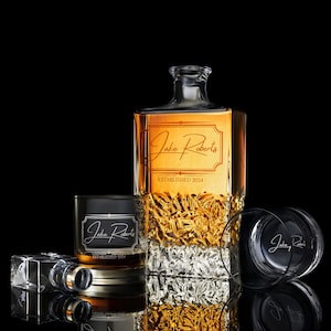 Personalized Whiskey Decanter Set with Premium Engraving Quality, Groomsmen Gifts. Comes with Free Gift Boxes.