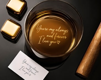 Custom Handwriting Whiskey Glass - Engrave Your Handwritten Gift Message for your Loved Ones.