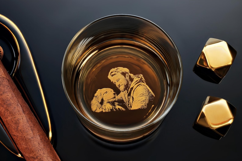 Engraved Whiskey Glass with Custom Photo & Handwriting - Perfect Personalized Christmas Gift for Dad and Husbands, Free Gift Box image 5