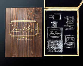 Personalized Whiskey Decanter Set with Premium Engraving Quality, Great Father&#39;s Day Gift, Groomsmen Gifts, Gift for HimFree Gift Boxes.