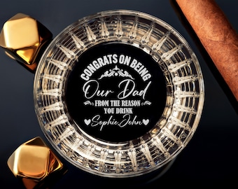 Custom Engraved Crystal Whiskey Glass for Dad, Personalized Father’s Day Gift for Husband, Rock Glass for Him, Custom Whiskey Tumbler