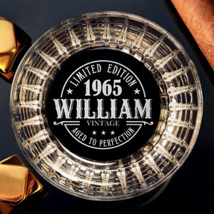 Custom Crystal Whiskey Glass for 60th Birthday – Unique Vintage Gift for Him, Dad, Husband – Free Gift Box Included