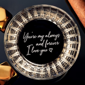 Crystal Custom Whiskey Glass with premium quality bottom engraving for any special occasion. Comes with free Gift Box.