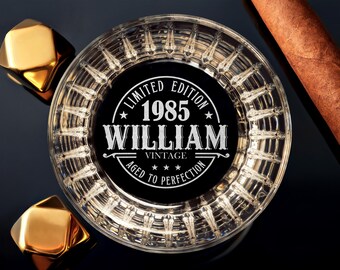 Vintage 1985 Crystal Whiskey Glass – Personalized 40th Birthday Gift for Him – Engraved Rocks Glass for Dad, Husband, Friend – Gift Boxed