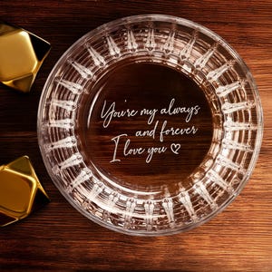 Engraved Valentine&#39;s Day Crystal Whiskey Glass - Custom Gift for Boyfriend with Free Gift Box