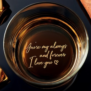 Custom Secret Message Whiskey Glass - Engrave Your Handwriting on Bottom Rock Glass, 11 oz. Heavy Base, Made in the USA