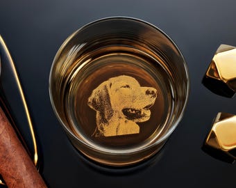 Engraved Whiskey Glass with Pet Photo and Name - Unique Personalized Gift for Pet Owners, Free Gift Box