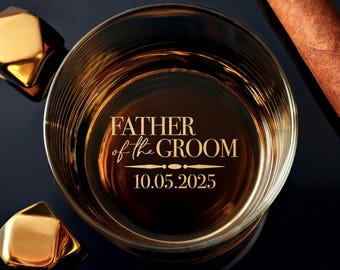 Custom Wedding Whiskey Glass - Personalized Gift for Father of the Groom, Perfect for His Special Day with Free Gift Box