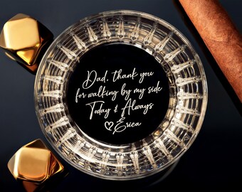 Personalized Secret Message Crystal Whiskey Glass - Custom Handwritten Engraving, 11 oz. Made in USA