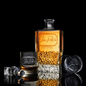 Custom Whiskey Decanter Set with Premium Engraving Quality, Fathers Day and Groomsmen Gift, Comes with Free Gift Boxes. image 6
