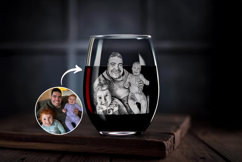 Engraved Whiskey Glass with Custom Photo & Handwriting - Perfect Personalized Christmas Gift for Dad and Husbands, Free Gift Box image 9