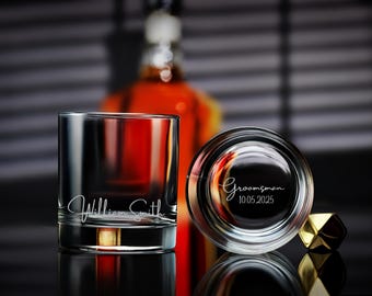 Engraved whiskey glasses for groomsmen personalized custom gift perfect best man wedding present