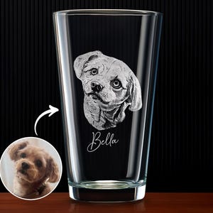 Engraved Whiskey Glass with Custom Photo & Handwriting - Perfect Personalized Christmas Gift for Dad and Husbands, Free Gift Box Pint Glass