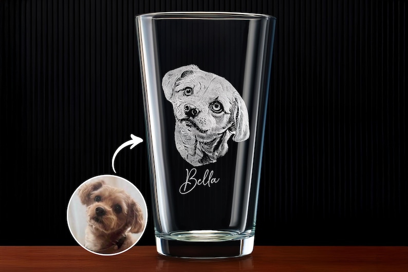 Engraved Whiskey Glass with Custom Photo & Handwriting - Perfect Personalized Christmas Gift for Dad and Husbands, Free Gift Box Pint Glass