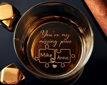 Personalized Engraved Whiskey Rock Glass Gift For Husband, gift for boyfriend, Anniversary Gift, gift for him, Gift Box