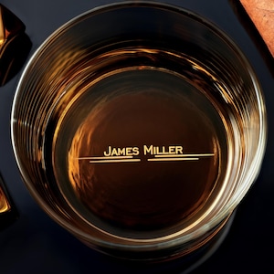 Unique Whiskey Glass with Custom Engraving - Great Gift for husband or boyfriend - Free Gift Box